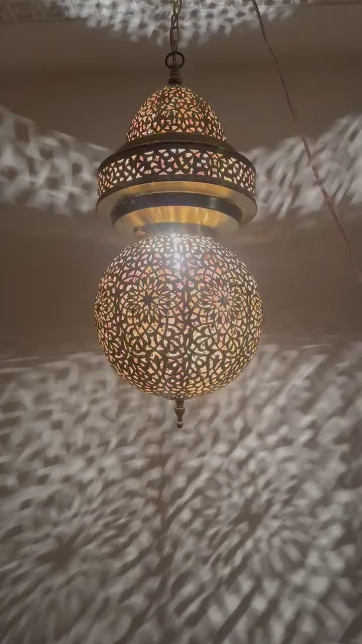 Order by Size : Moroccan Handmade Brass Ceiling Pendant Light (Asra)