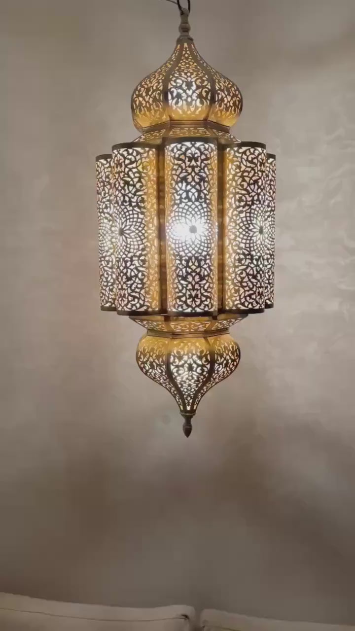 Order by Size : Moroccan Handmade Brass Ceiling Pendant Light (Baya)