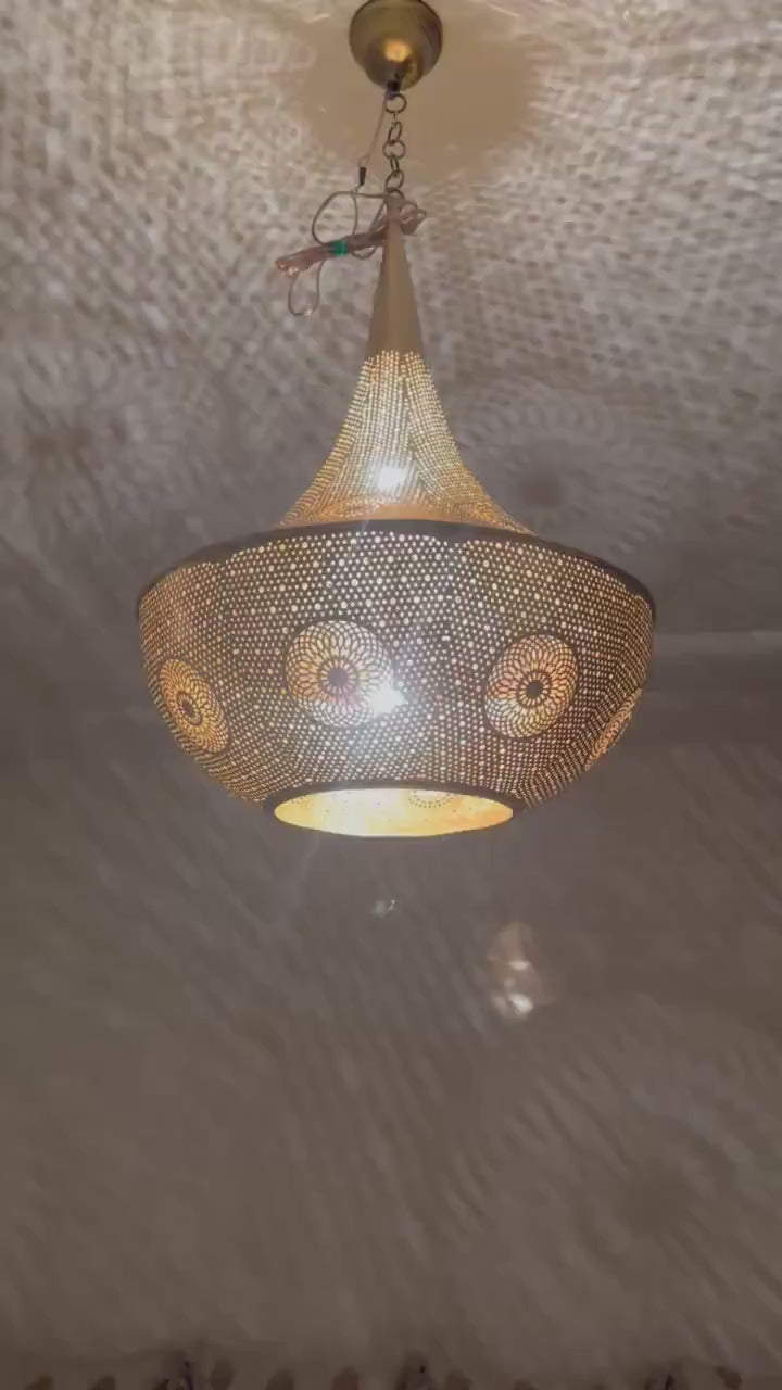 Moroccan Handmade Brass Ceiling Pendant Light (Lalla)