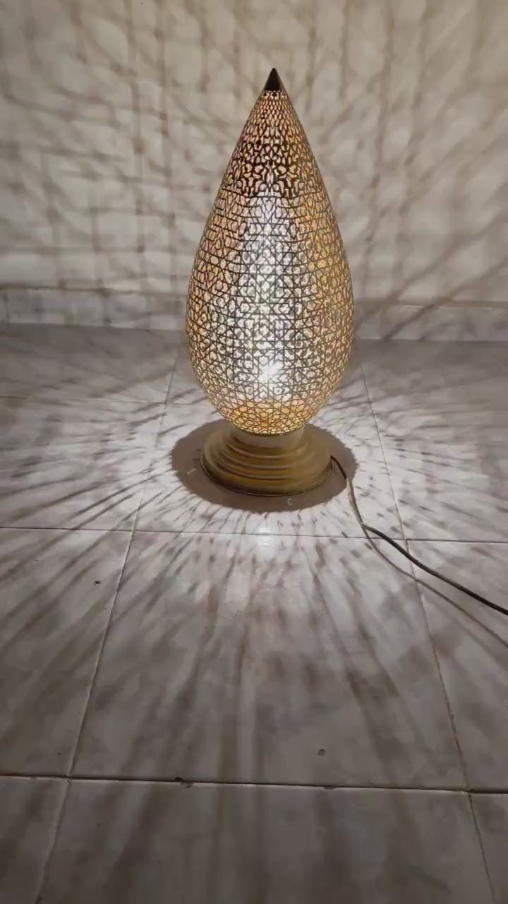 Moroccan Handmade Brass Table Lamp (Bahia)