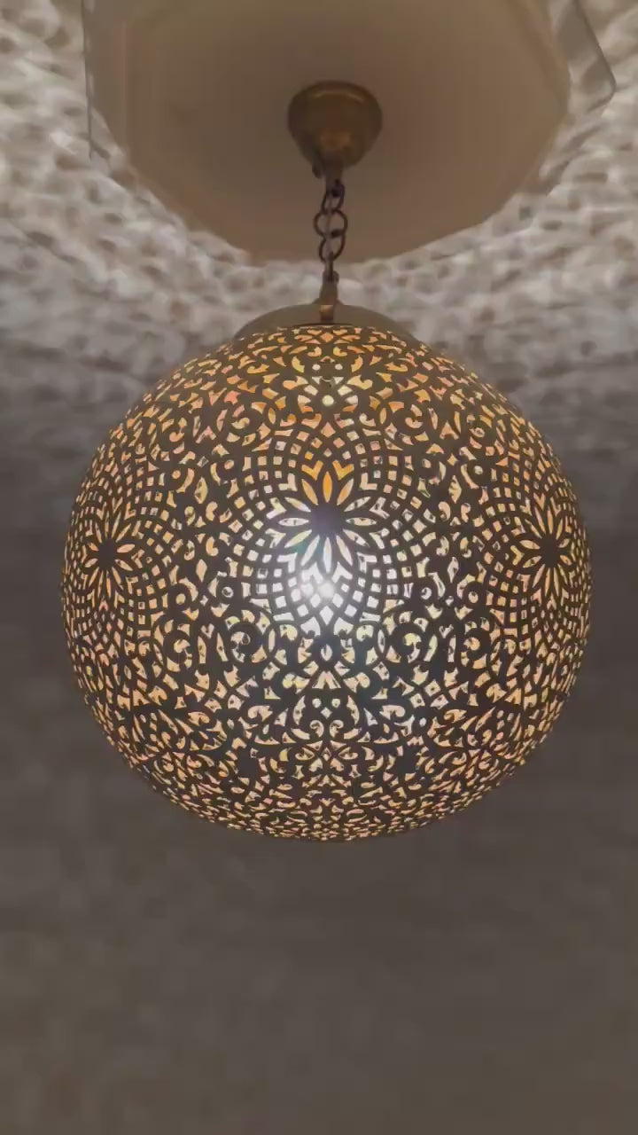 Order by Size : Moroccan Handmade Brass Ceiling Pendant Light (Intisar)