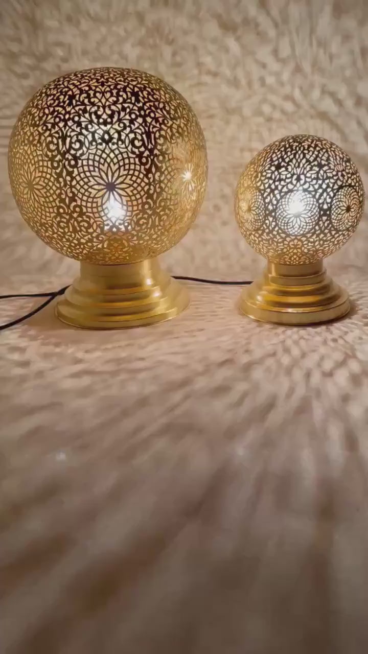 Order by Size : Moroccan Handmade Brass Table Lamp (Adeela)