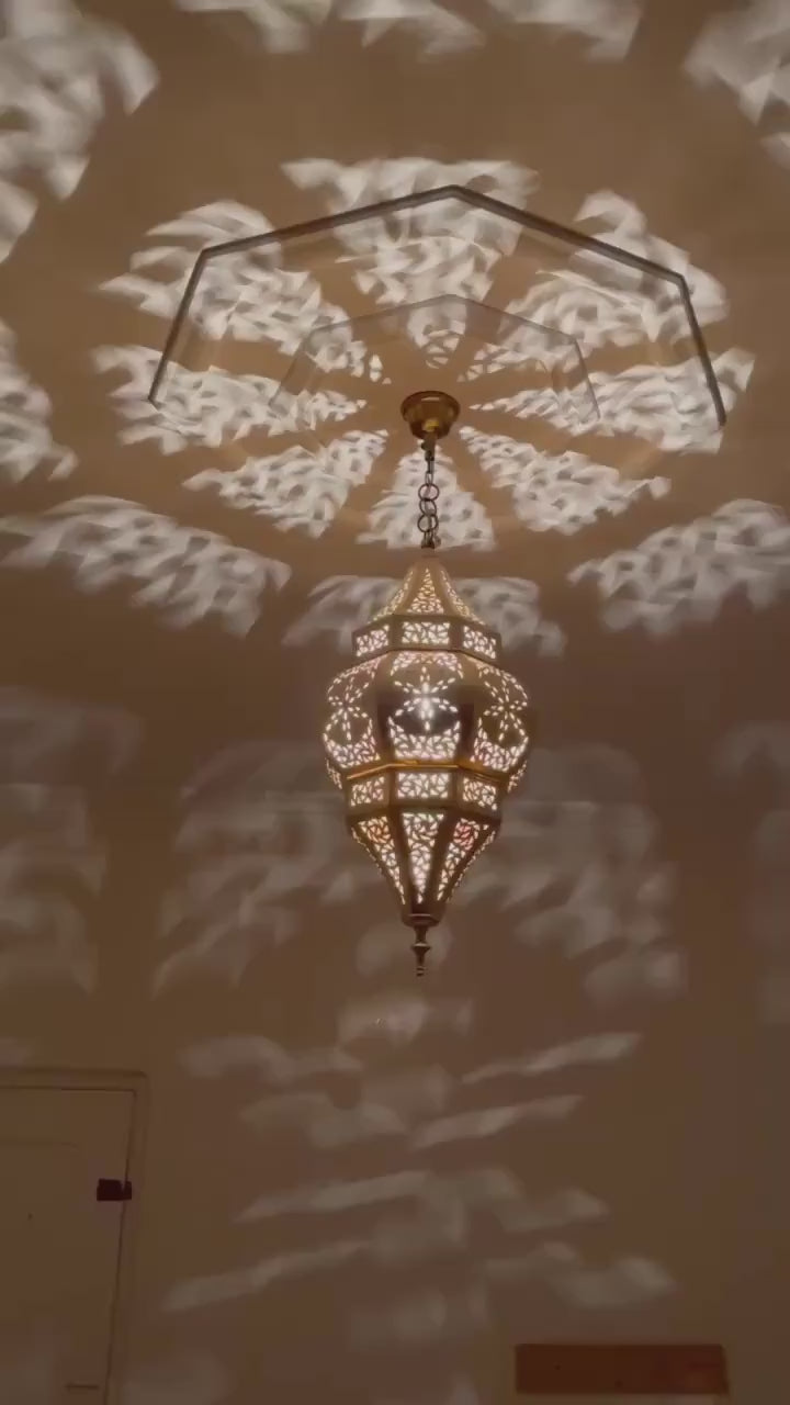 Order by Size : Moroccan Handmade Brass Ceiling Pendant Light (Hennu)