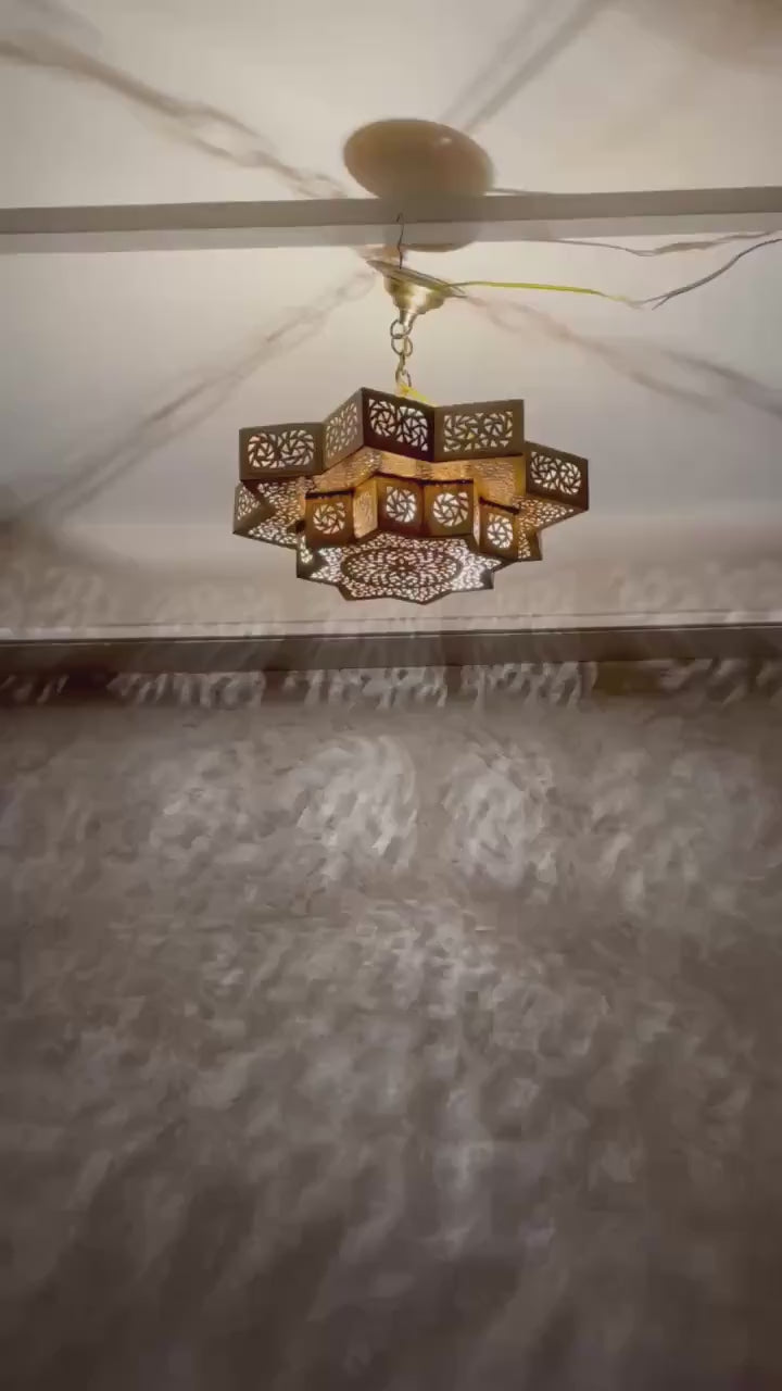 Order by Size : Moroccan Handmade Brass Ceiling Pendant Light (Inara)