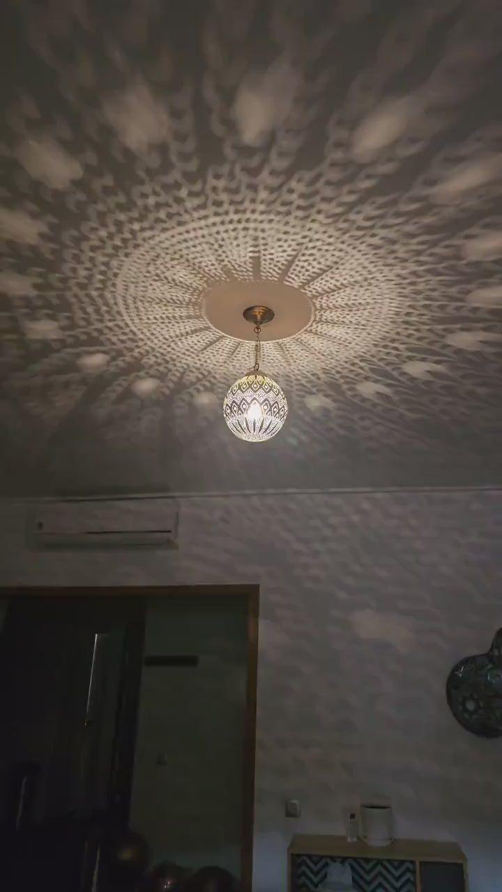 Order by Size : Moroccan Handmade Brass Ceiling Pendant Light (Shahira)