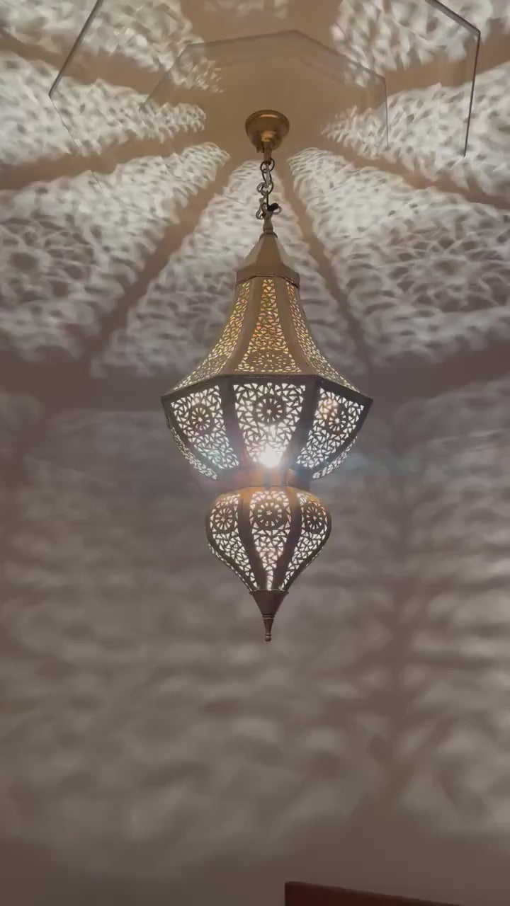 Order by Size : Moroccan Handmade Brass Ceiling Pendant Light (Izza)