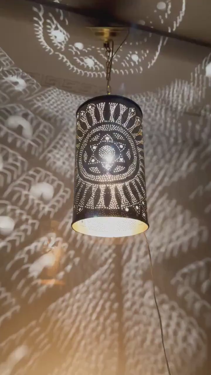 Order by Size : Moroccan Handmade Brass Ceiling Pendant Light (Tadast)