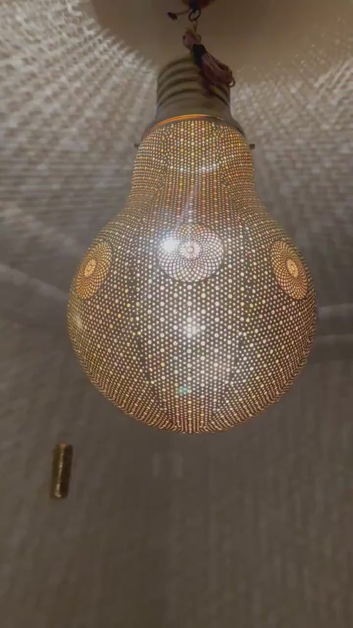 Moroccan Handmade Brass Ceiling Pendant Light (Numidia)