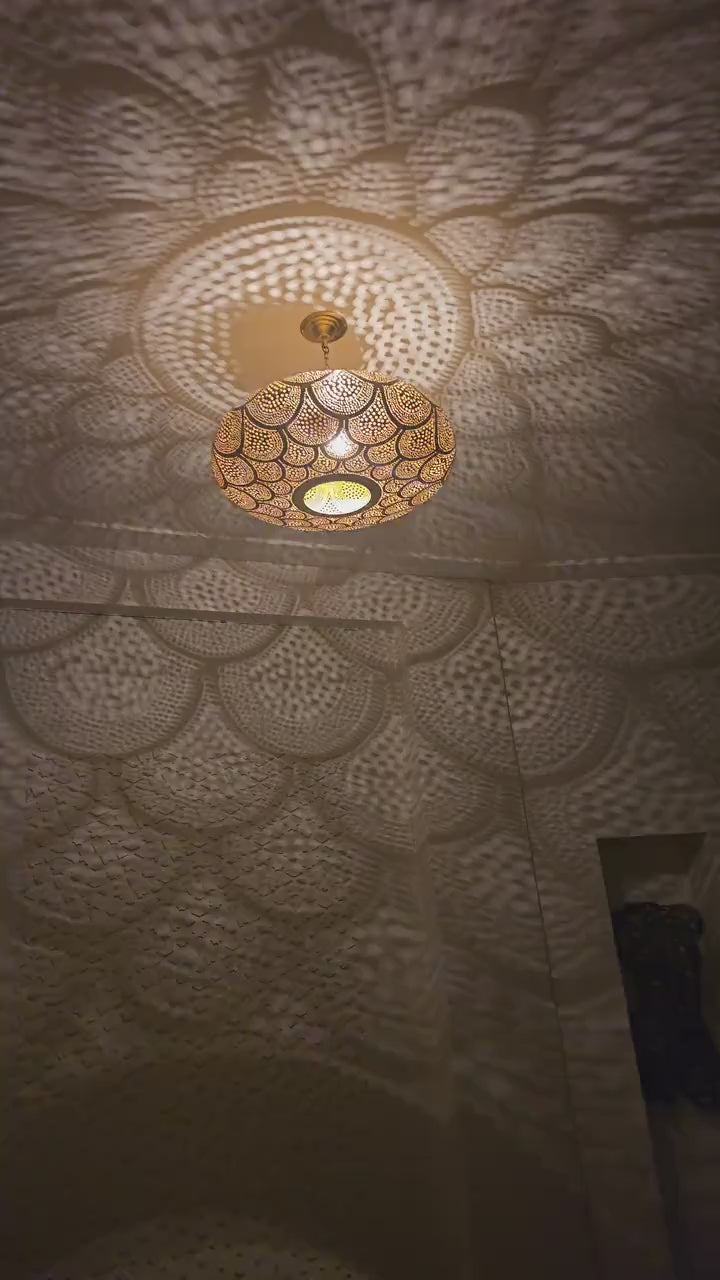 Order by Size : Moroccan handmade brass pendant light  (Yumna)
