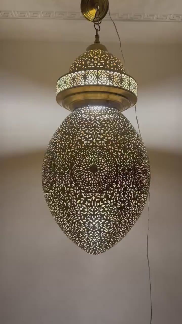 Moroccan Handmade Brass Ceiling Pendant Light (Amehis)