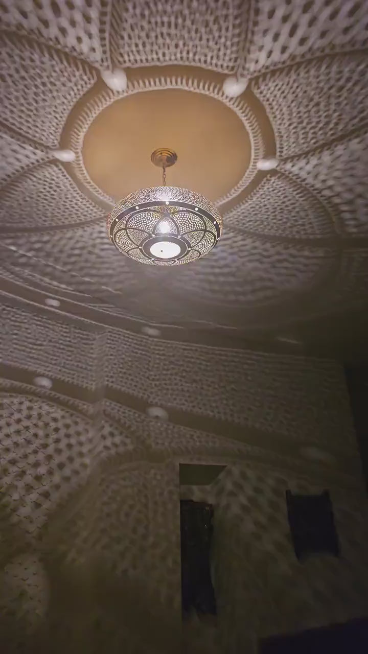 Order by Size : Moroccan Handmade Brass Ceiling Pendant Light (Hooriya)