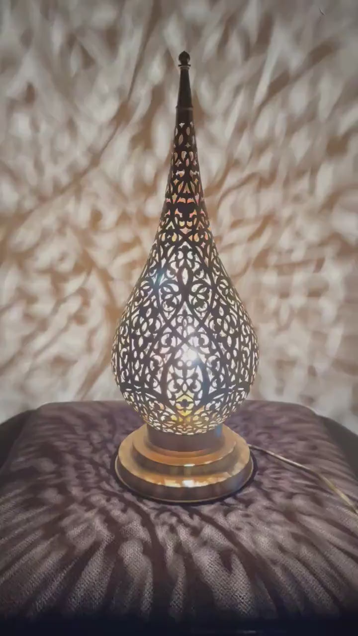 Order by Size : Moroccan Handmade Brass Table Lamp (Maram)