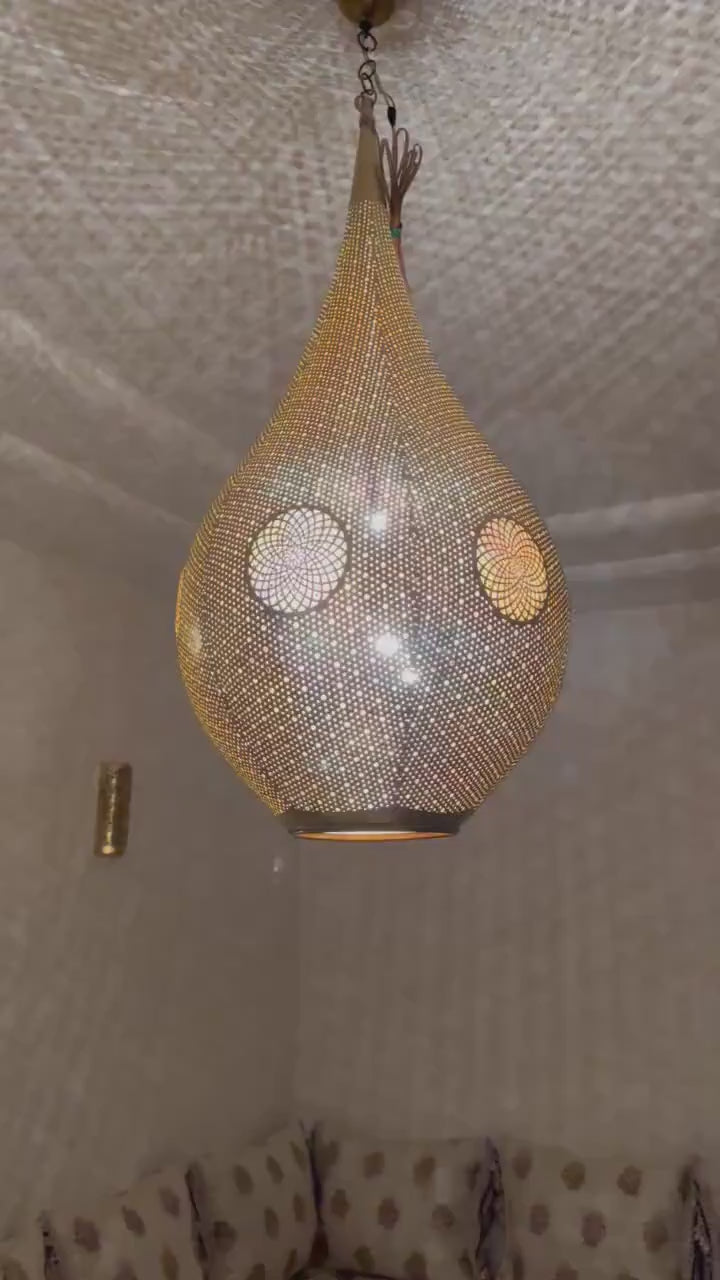 Moroccan Handmade Brass Ceiling Pendant Light (Nanna)