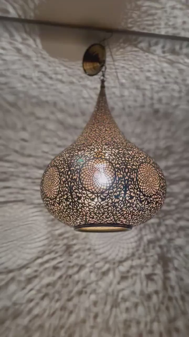 Order by Size : Moroccan Handmade Brass Ceiling Pendant Light (Nuha)