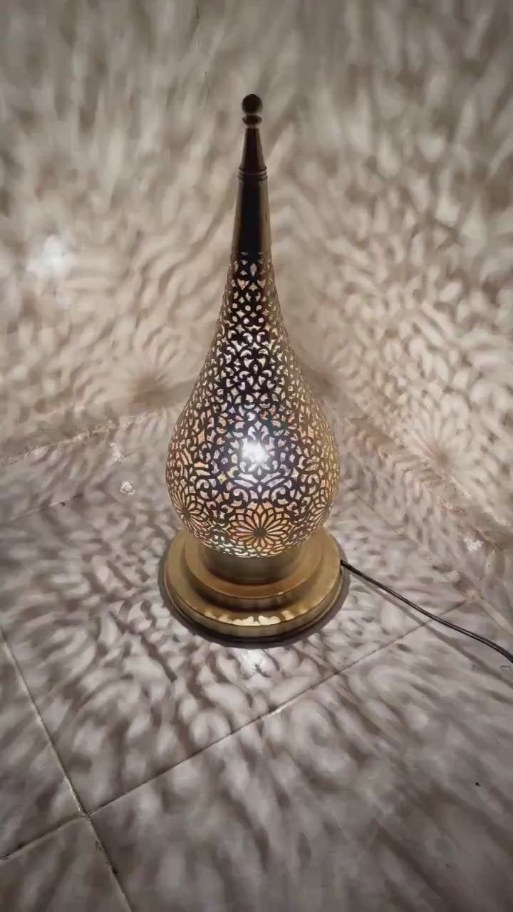 Order by Size : Moroccan Handmade Brass Table Lamp (Basmah)