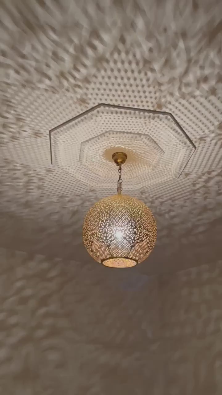 Order by Size : Moroccan Handmade Brass Ceiling Pendant Light (Iqbal)