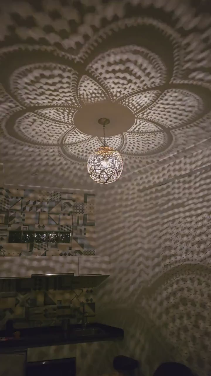 Order by Size : Moroccan Handmade Brass Ceiling Pendant Light (Thanaa)