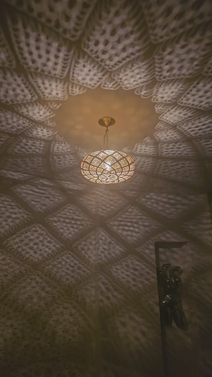 Order by Size : Moroccan Handmade Brass Ceiling Pendant Light (Lubna)