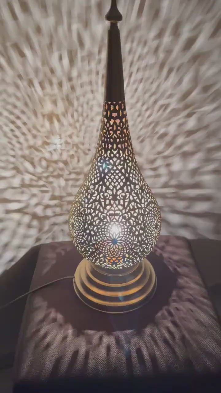 Order by Size : Moroccan Handmade Brass Table Lamp (Mahra)