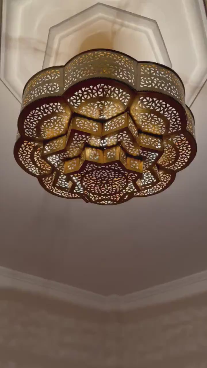 Order by Size : Moroccan Handmade Brass Ceiling Pendant Light (Ulfah)