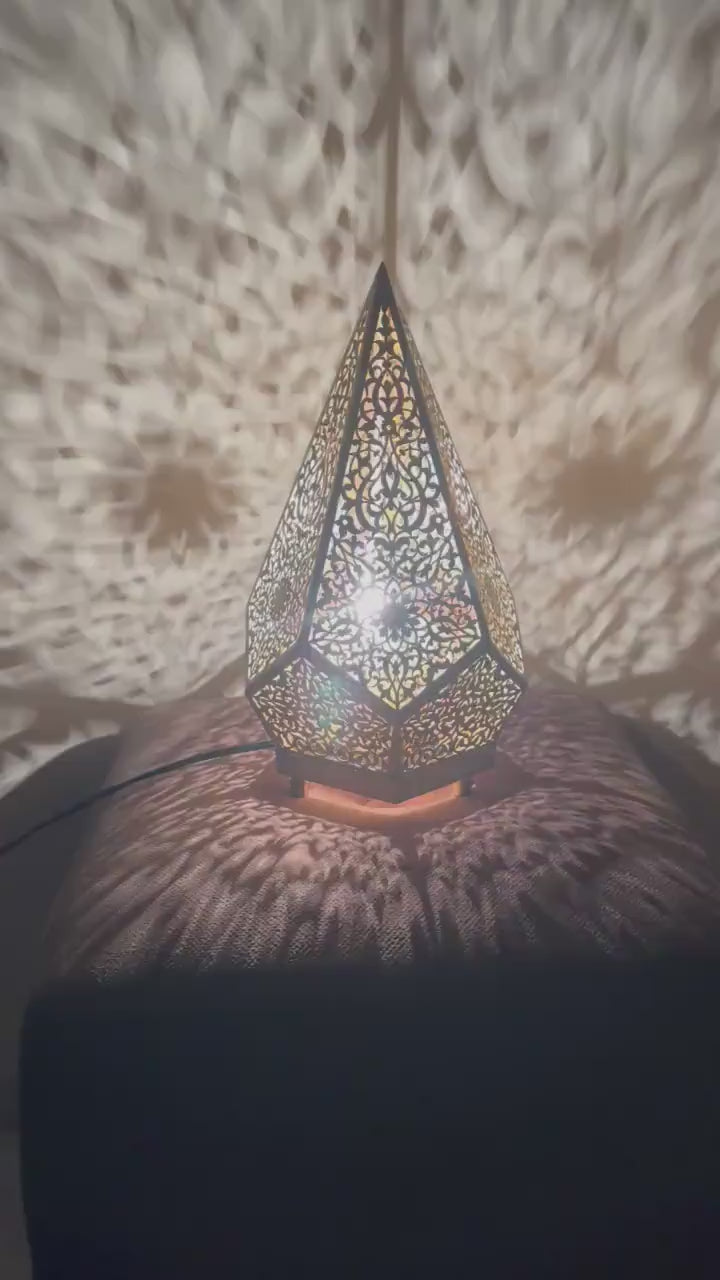 Moroccan Handmade Brass Table Lamp (Lana)