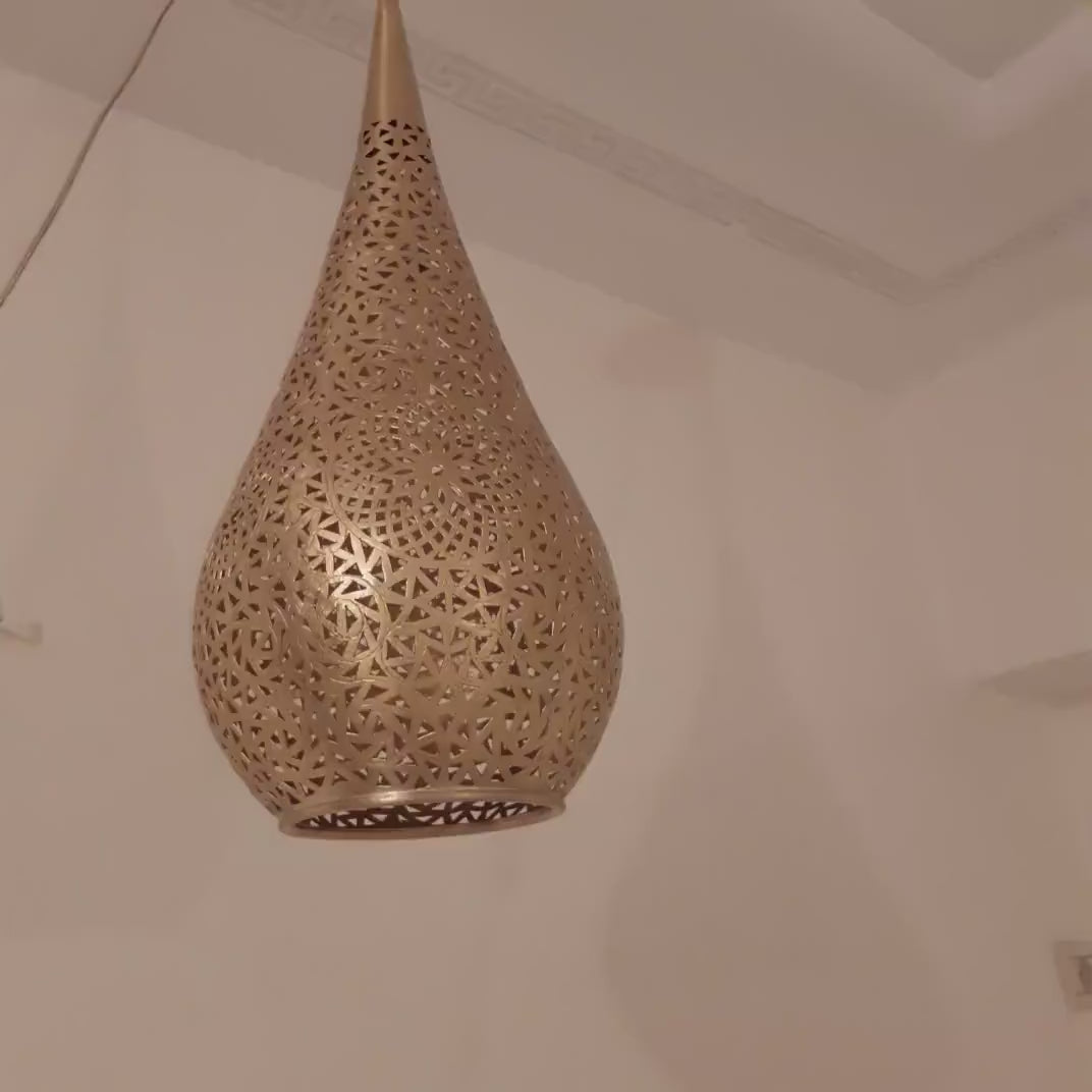 Order by Size : Moroccan Handmade Brass Ceiling Pendant Light (Tayzemt)