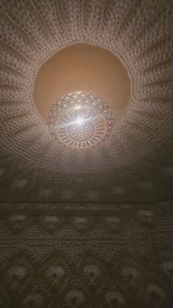 Order by Size : Moroccan Handmade Brass Ceiling Pendant Light (Salsabeel)