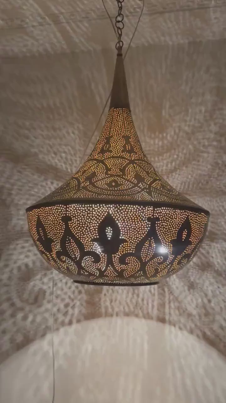Order by Size : Moroccan Handmade Brass Ceiling Pendant Light (Raneem)