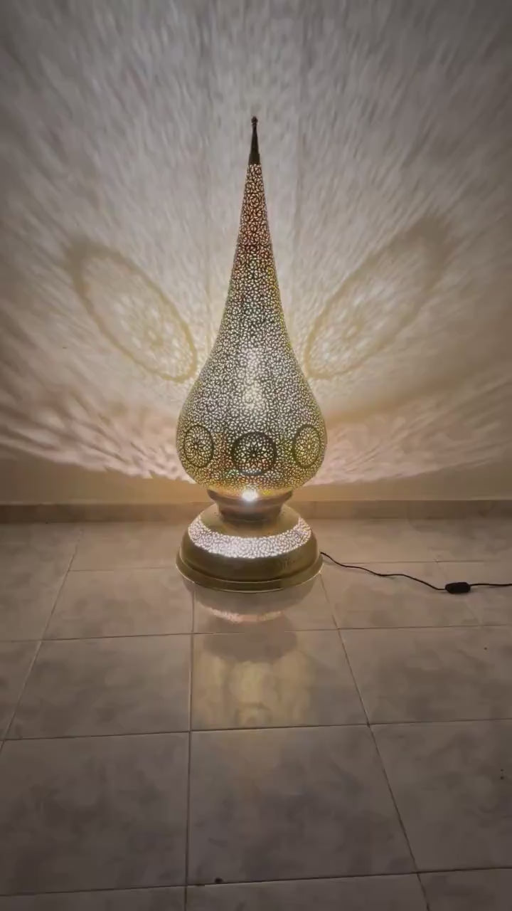 Order by Size : Moroccan Handmade Brass Table Lamp (ghazala)