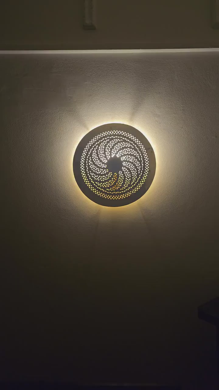 Order by Size : Moroccan handmade brass round wall light lamp (gulmima)