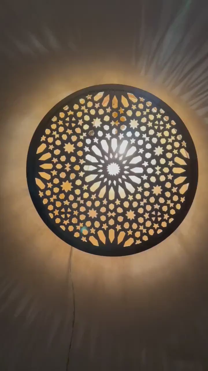 Order by Size : Moroccan handmade brass round wall light lamp (Azemor)