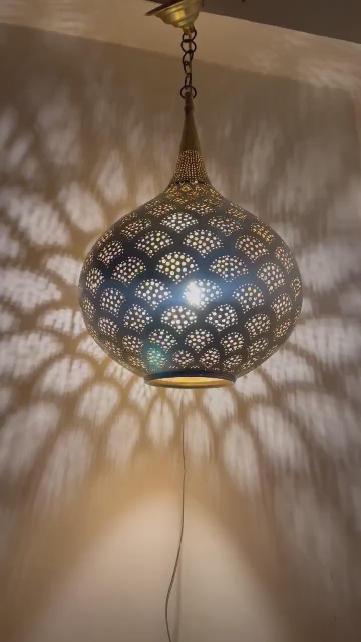 Order by Size : Moroccan Handmade Brass Ceiling Pendant Light (Yusra)