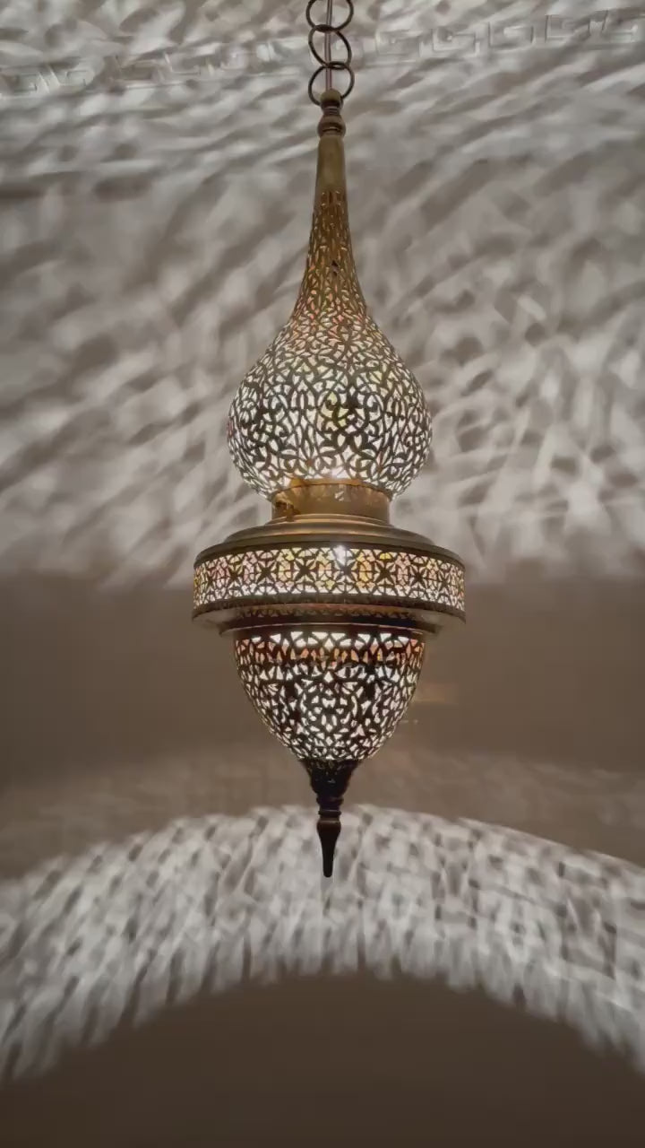 Order by Size : Moroccan Handmade Brass Ceiling Pendant Light (Tislit)