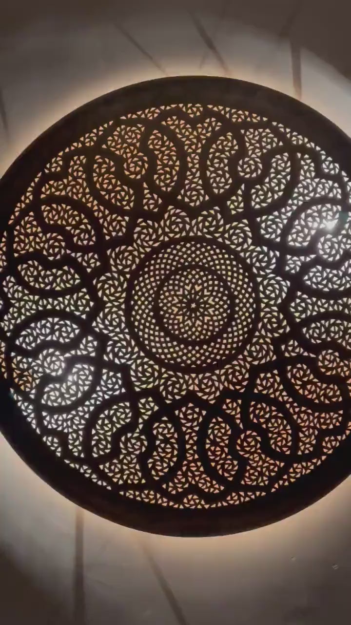 Order by Size : Moroccan handmade brass round wall light lamp ( casablanca)