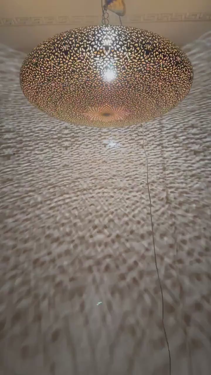 Order by Size : Moroccan Handmade Brass Ceiling Pendant Light (Shifa)