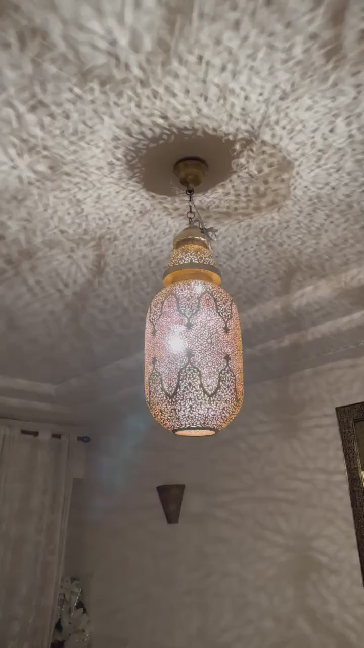 Order by Size : Moroccan Handmade Brass Ceiling Pendant Light (Inas)