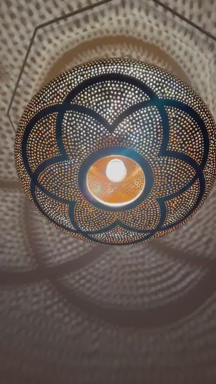 Order by Size : Moroccan Handmade Brass Ceiling Pendant Light (Fariha)