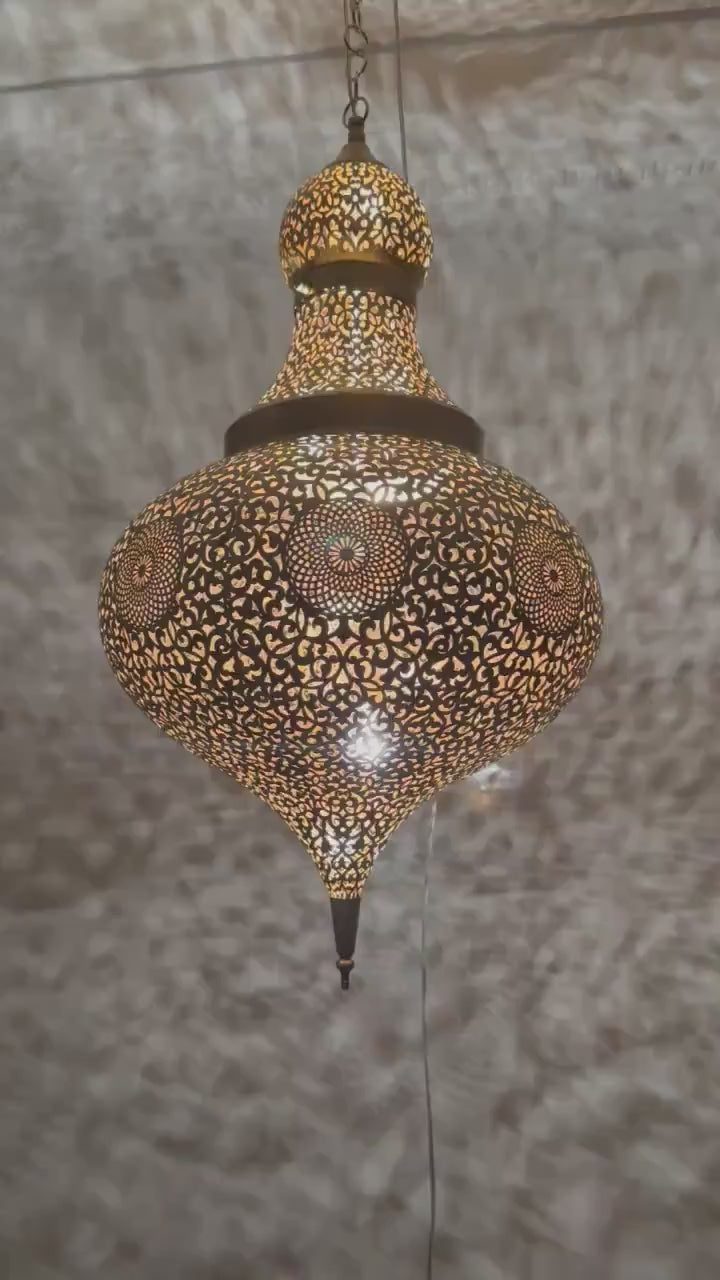 Moroccan Handmade Brass Ceiling Pendant Light (Afara)
