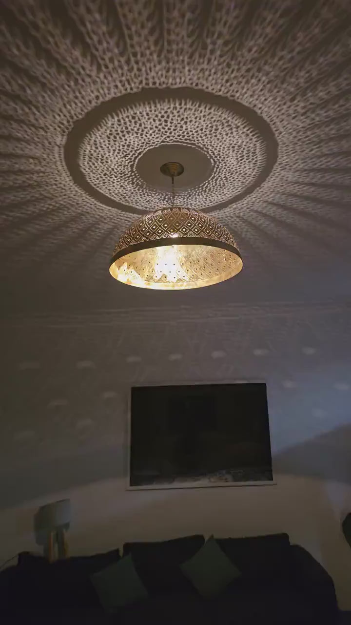 Order by Size : Moroccan Handmade Brass Ceiling Pendant Light (Basma)