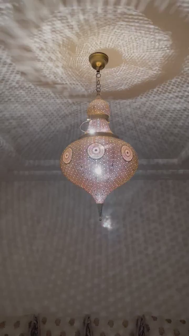 Moroccan Handmade Brass Ceiling Pendant Light (Sekina)