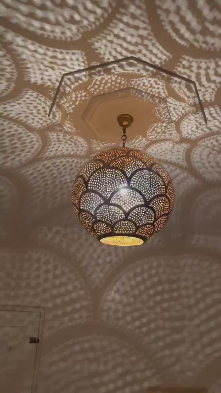 Order by Size : Moroccan Handmade Brass Ceiling Pendant Light (Gulnaz)