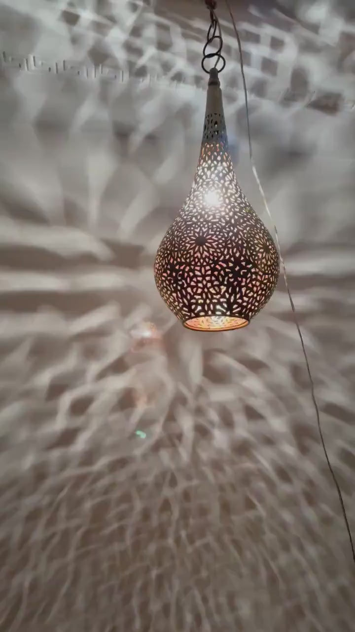 Order by Size : Moroccan Handmade Brass Ceiling Pendant Light (Rabia)
