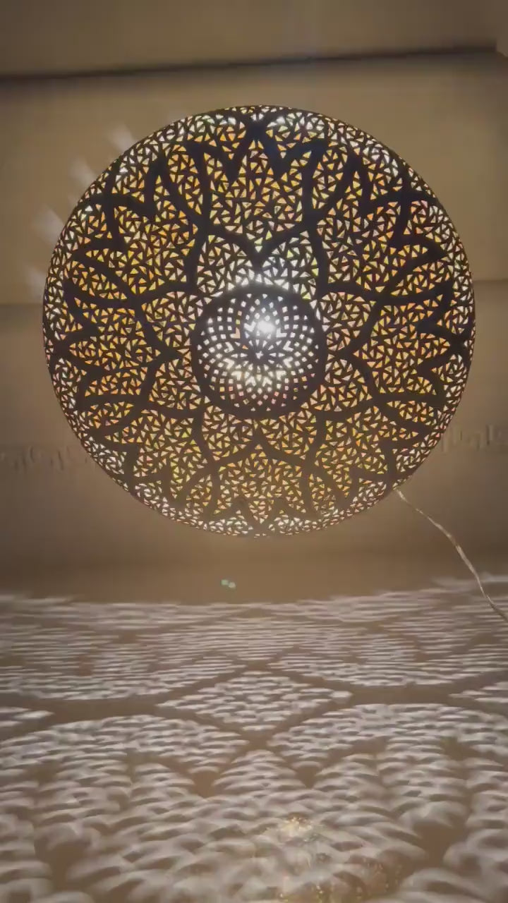 Order by Size : Moroccan Handmade Brass Ceiling Pendant Light (Warda)