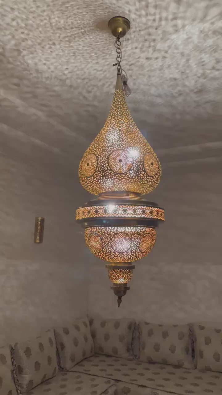 Order by Size : Moroccan Handmade Brass Ceiling Pendant Light (Laytmas)