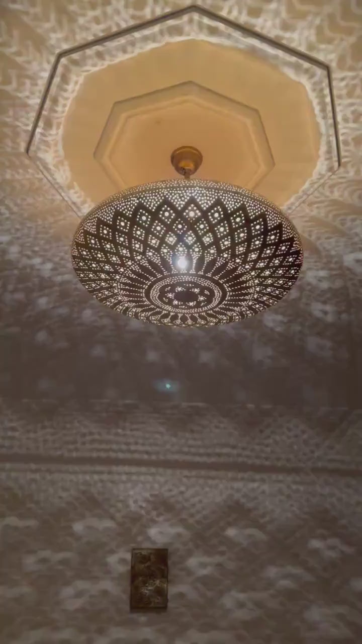 Order by Size : Moroccan Handmade Brass Ceiling Pendant Light (Naeema)