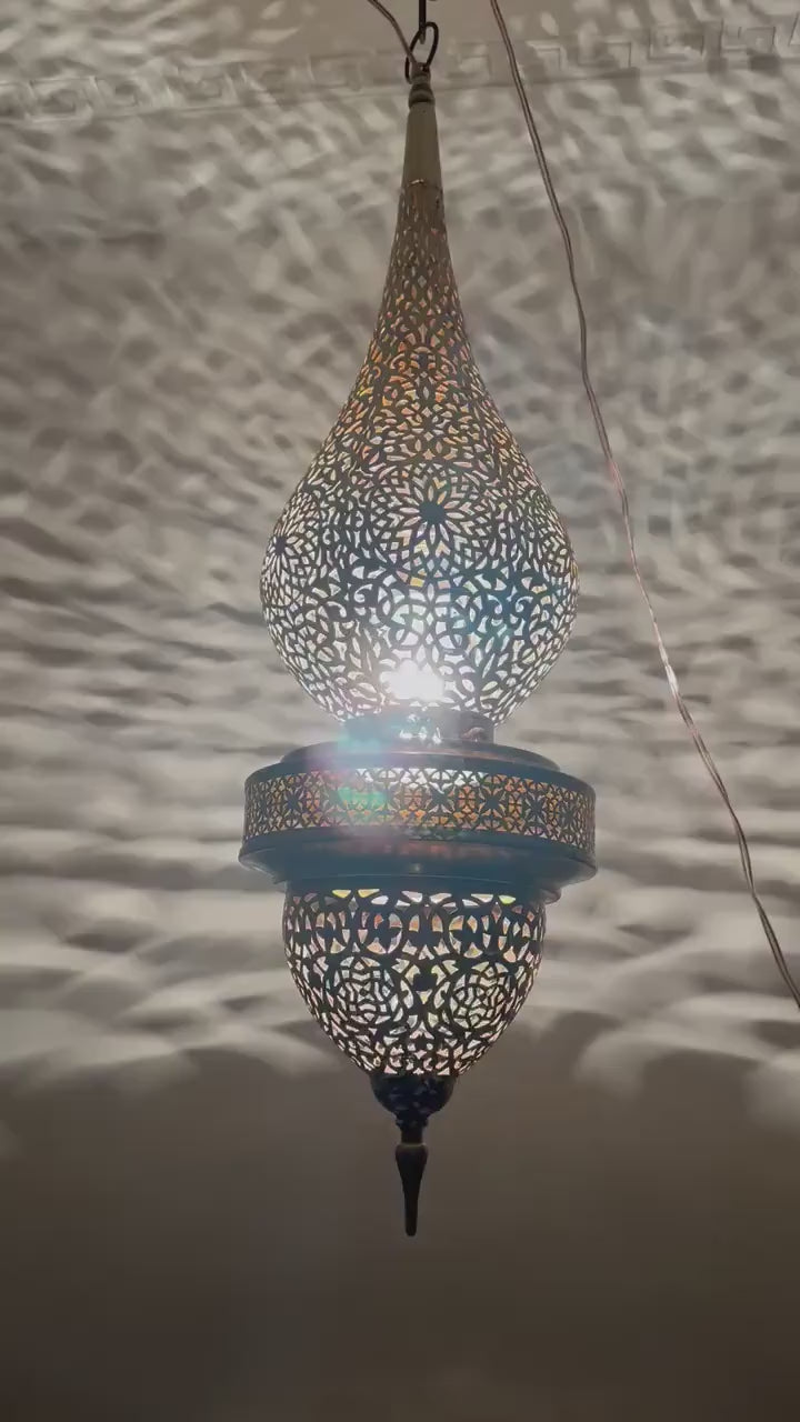 Order by Size : Moroccan Handmade Brass Ceiling Pendant Light (Ighil)