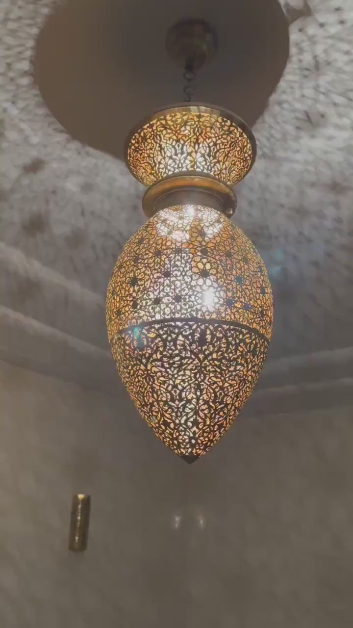 Moroccan Handmade Brass Ceiling Pendant Light (Mana)