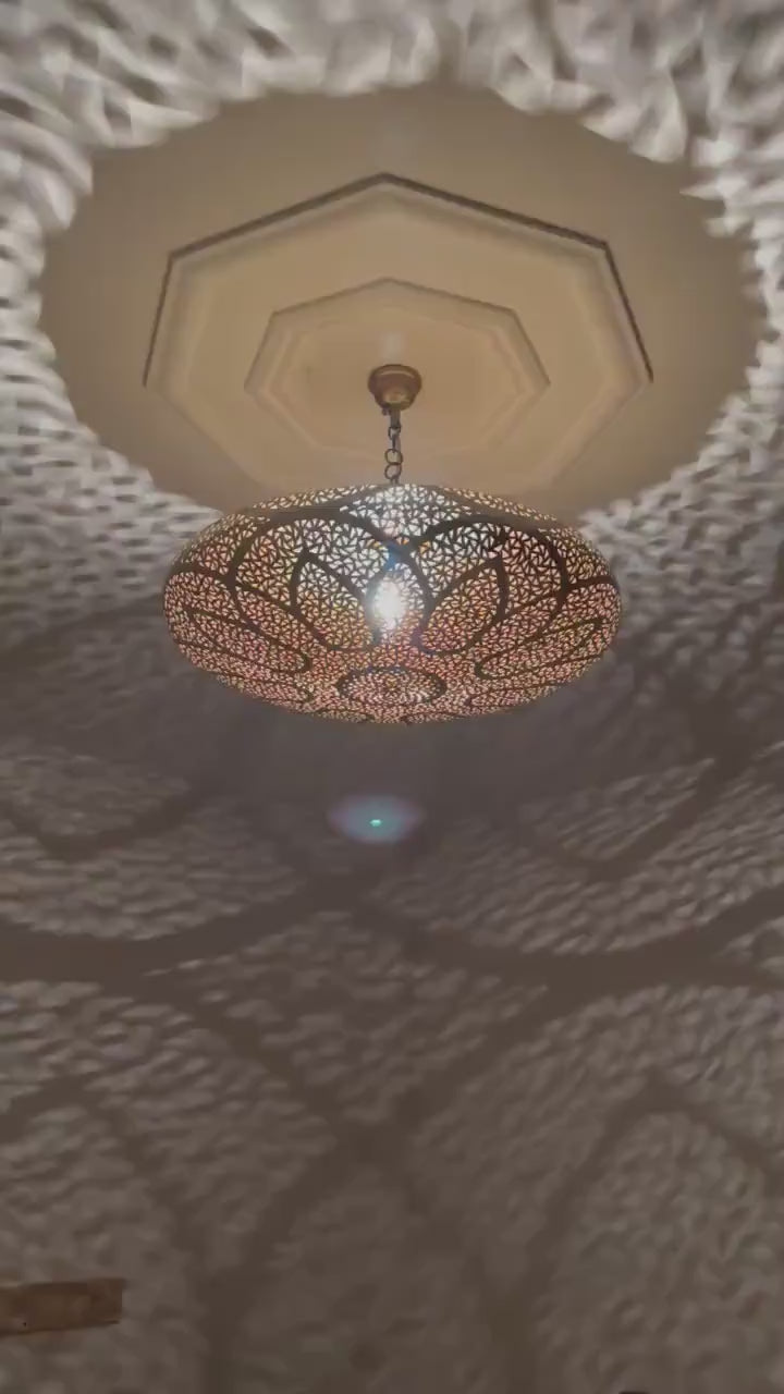 Order by Size : Moroccan Handmade Brass Ceiling Pendant Light (Ibtisam)