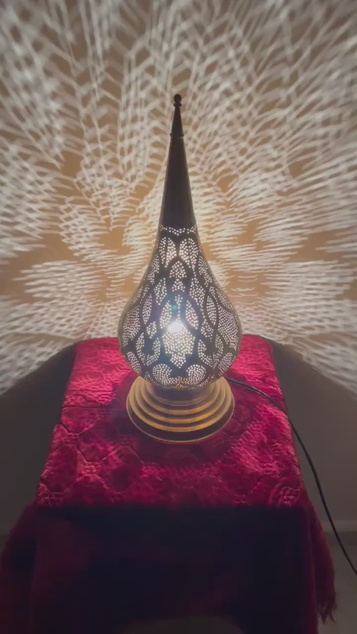Order by Size : Moroccan Handmade Brass Table Lamp (Ahood)