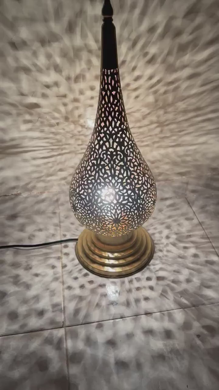 Order by Size : Moroccan Handmade Brass Table Lamp (Anoud)